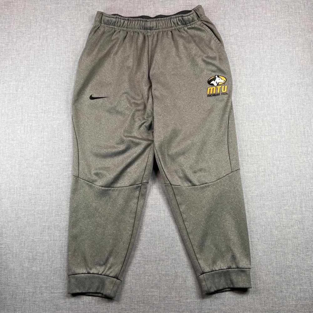 Nike Therma MTU‎ Michigan Tech Huskies Jogger Sweatpants Men L Gray Athleisure